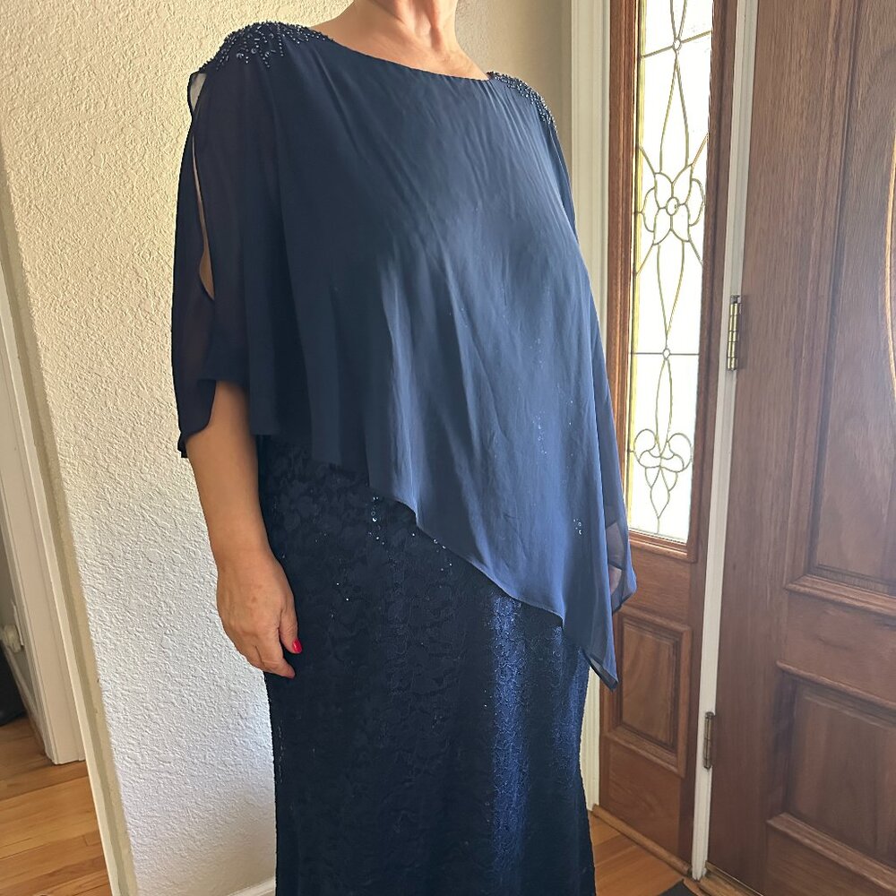 Womens Formal Evening Navy Chiffon Dress Size 24W